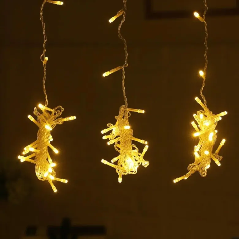 8 Fonksiyonlu 200 Led 10 Saçak Şerit Led 2x2 Perde İp Led (Gün Işığı) (4745)