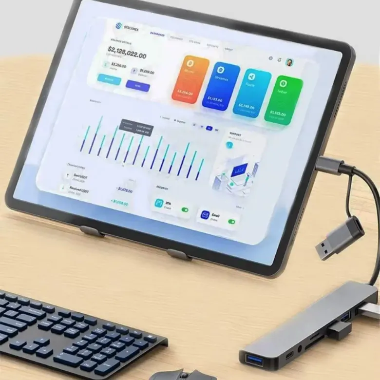8 in 1 Usb Çevirici Notebook Macbook Type-C Uyumlu Görüntü Aktarıcı Hub (4745)