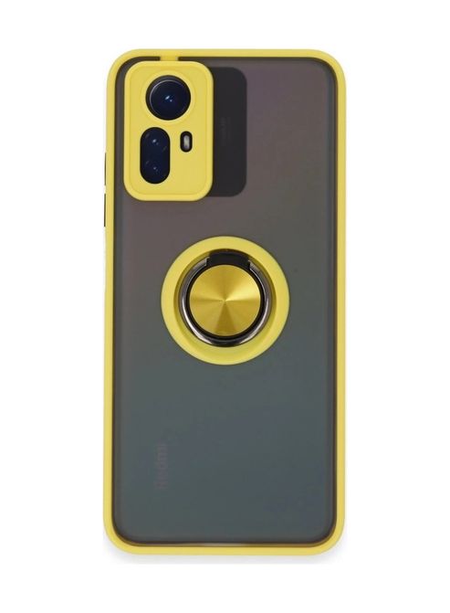 8683140597221-BLNC Redmi Note 12S Kılıf Montreal Yüzüklü Silikon Kapak - Sarı Diğer