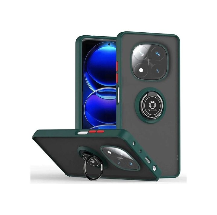 8683140826703-BLNC Redmi Note 14 Pro 5G Kılıf Montreal Yüzüklü Silikon Kapak - Yeşil Diğer