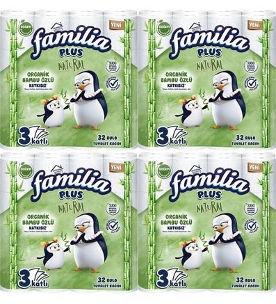 88547695 Familia Plus Tuvalet Kağıdı 3 Katlı 128'li 4 Paket Natural Organik Bambu Özlü