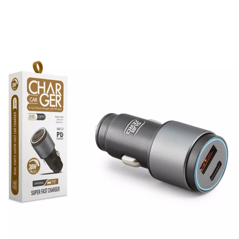 8kzLV15fo0 Subzero Cr77 38W 3.4A Hızlı Pd+Usb Çıkışlı Araç Şarj Başlığı