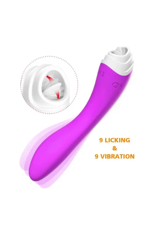 9+9 Modlu Klitoris Ve G-Spot Uyarıcı 2 In 1 Dil Vibratör - Mor