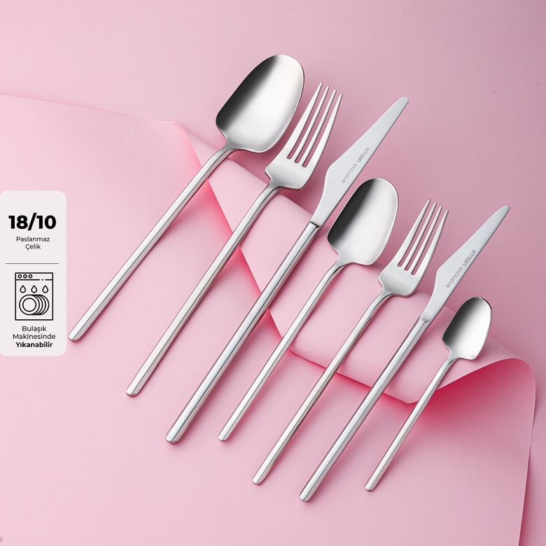 9.999 TL** Emsan Destrier 84 Parça 12 Kişilik Kutulu Çatal Kaşık Bıçak Takımı