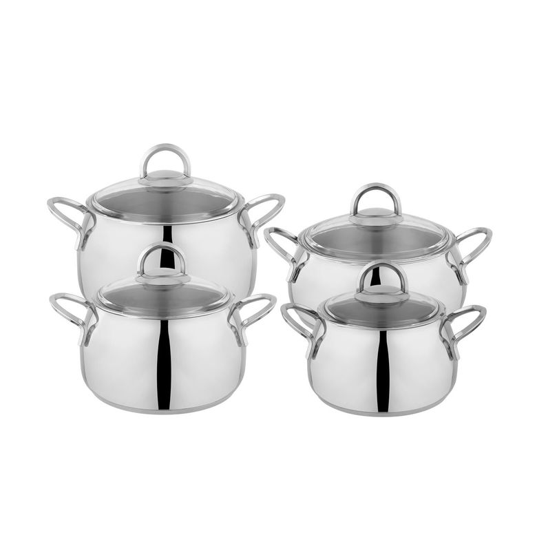 9.999,00- Schafer New Trendy Çelik Tencere Seti 8 Parça-Inox