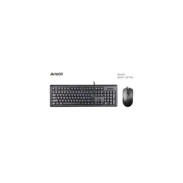 A4 TECH KR-9276, Siyah, USB Kablolu, Türkçe Q, Multimedya, Klavye Mouse Set