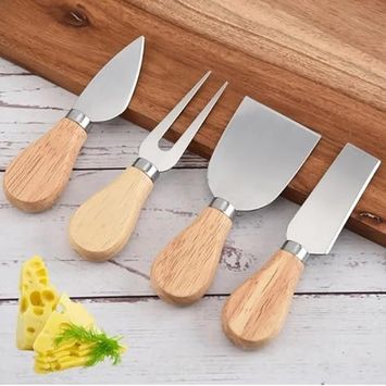Aa Plastik 133243682 4 Parça Akasya Ahşap Peynir Sunum Seti Ve Bıçak Takımı - 29X18 Cm Şarküteri Ve İkramlık Tahtası - Paslanmaz Çelik Peynir Bıçakları Akasya - 4&apos Lü Bıçak Seti