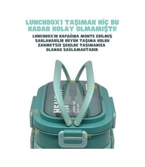 Aa Plastik 57855210125249080184975 Bento 1650Ml Lunchbox 2 Katlı 3 Bölmeli Paslanmaz Çelik Sefer Tası Yemek Kutusu Yeşil Bakır