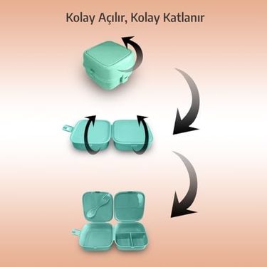 Aa Plastik 57855210125464780184975 Bölmeli Beslenme Kutusu, Çocuk Kahvaltı Saklama Kabı, Öğrenci Okul Piknik Kamp İş, Öğle Yemeği Yiyecek Koyma Çantası Açık Mavi - Resimsiz Bakır