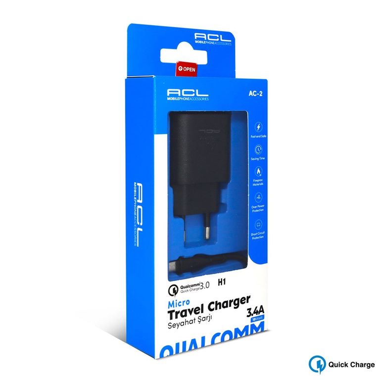 AC-H1 Acl H1 Quick Charge 3.4A 18 Watt Mıcro Seyahat Şarj Aleti Şarj Cihazı