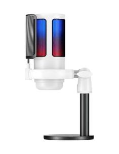 Accusys 131612345 Gk50 Rgb Yayıncı Mikrofon - 24Bit/192Khz - Kardioid - Gürültü Engelleme - Type-C + 3.5Mm - Beyaz