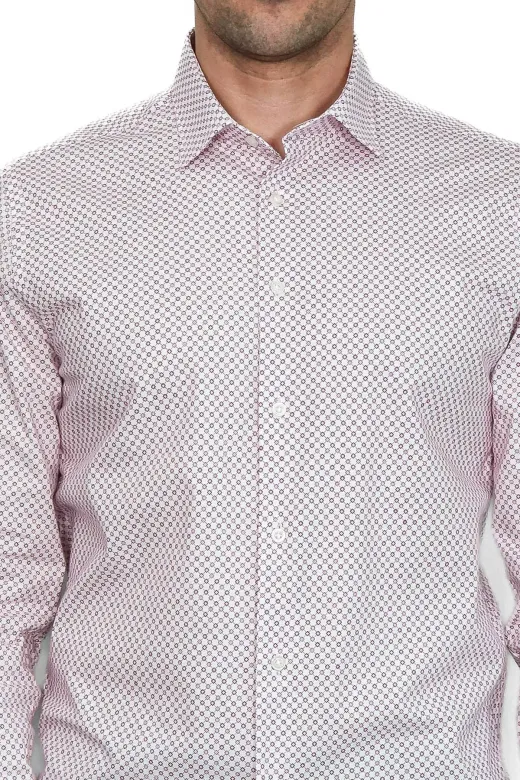 Açık Bordo Mini Kare Desenli Slim Fit Erkek Gömlek - Wessi - XL / Bordo