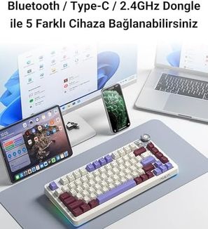 Acil Pano 126634816 Aula Au75 3 Modlu Rgb Hot Swap Mekanik Tkl Seiya Switch Kablosuz Makrolu Klavye Siyah
