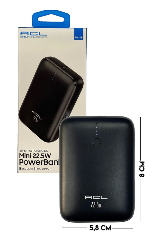 Acl  22,5W Hızlı Şarj Özellikli 10.000 Mah Mini Powerbank Cep Boyutu Güç Bankası Pw-78