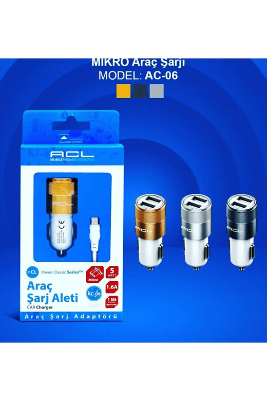 Acl Ac-06 Power Classic Series Araç İçi Şarj Aleti Micro Kablolu