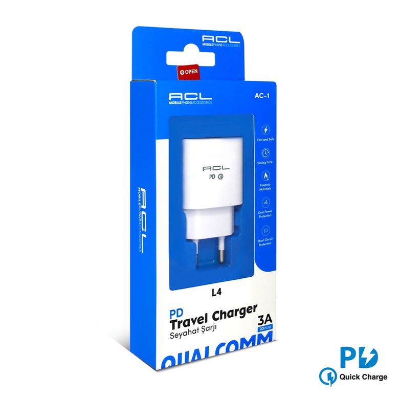 Acl Ac-1 L4 25W Hızlı Şarj Cihazı Type-C Pd 3.4 Duvar Şarjı Başlığı