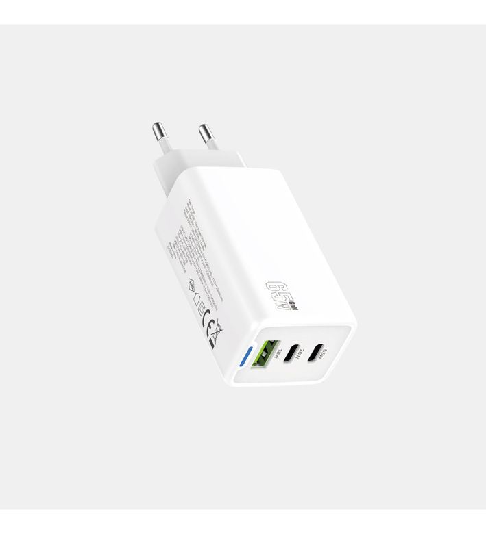 Acl Ac-100 65Watt 1Xusb-A  2Xusb-C  Led Işıklı Duvar Şarj Aleti