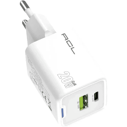 ACL Ac-103 20Watt, Pd3.0 + Qc3.0, 1Xusb-A 1Xusb-C Çıkışlı Duvar Şarj Aleti