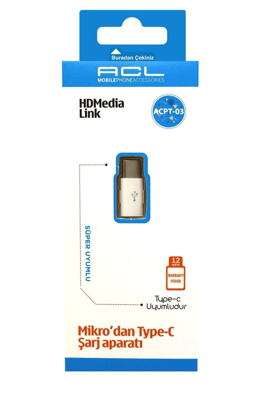 Acl Acpt-03 Mikrodan Type-C Şarj Aparatı Süper Uyumlu Dönüştürücü