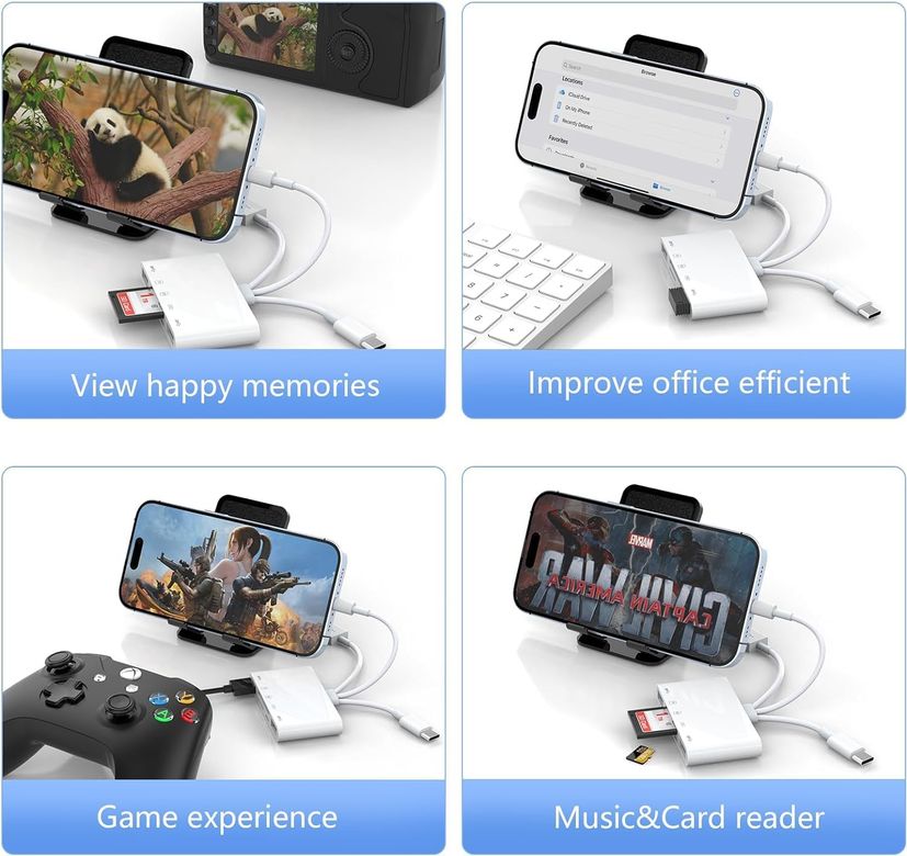 Acl Acpt-16 5In1, Lightning + Usb-C + Usb To Girişli Çoklu Port Adoptörü Otg Converter