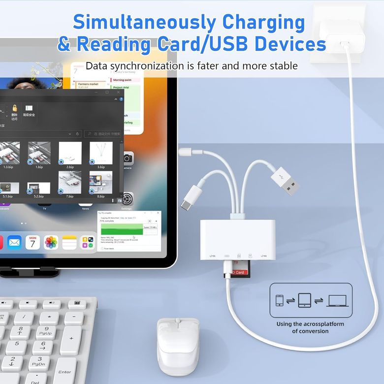 Acl Acpt-16 5In1, Lightning + Usb-C + Usb To Girişli Çoklu Port Adoptörü Otg Converter