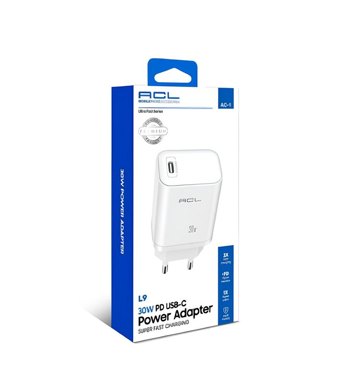 Acl L9 Ultra Hızlı 30 Watt 1Xusb-C Şarj Başlığı Seyahat Şarj
