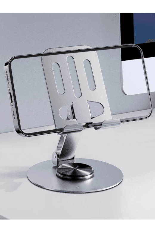 Acl Metalik Telefon Ve Tablet Tutucu Stand - Atd-01 | 360 Derece Dönen, Katlanabilir Ve Silikon Koru