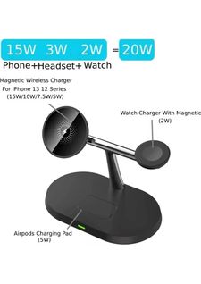 ACL PrYJGWKhtw Aw011 3In1 Total 25 Watt Wireless Magsafe Şarj Standı Akıllı Saat Telefon Kulaklık Uyumlu