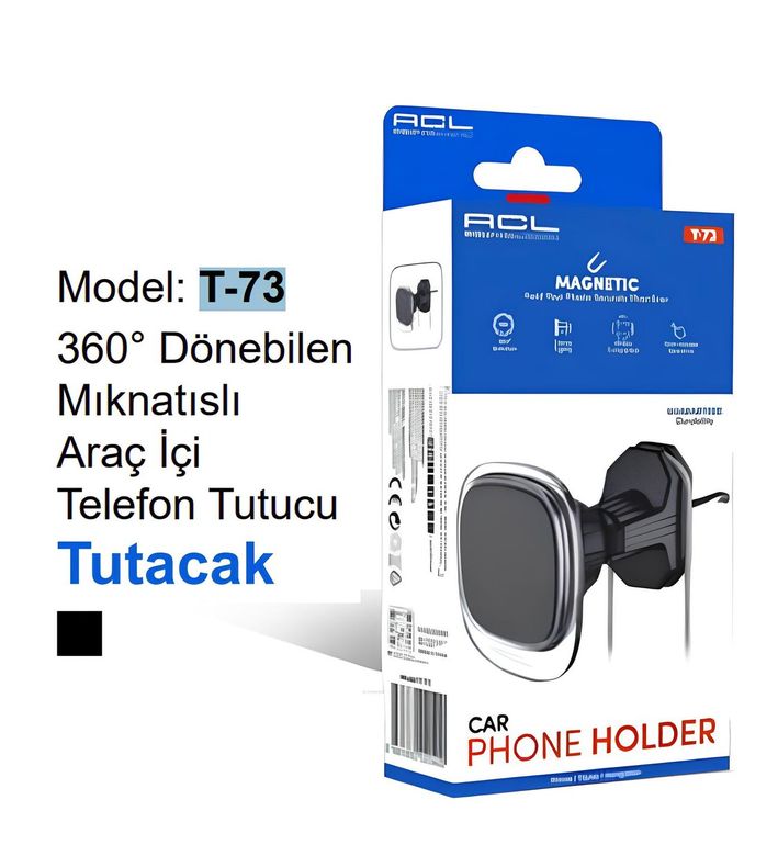 ACL T-73 360° Dönebilen Mıknatıslı Araç Içi Telefon Tutucu