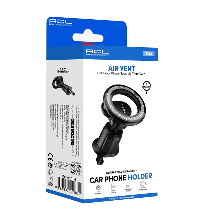 Acl T-84 360° Dönebilen Izgara Tipi Magsafe, Araç İçi Telefon Tutucu