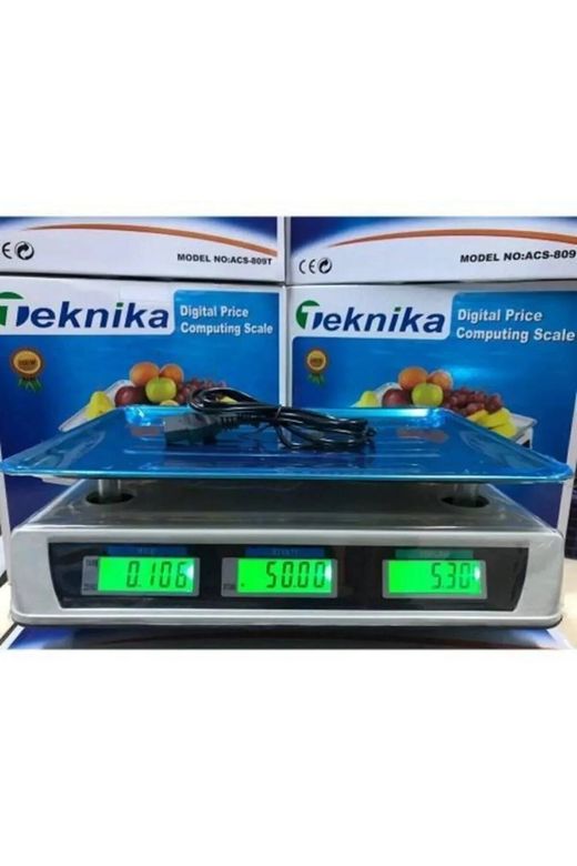 ACS-809T+C Teknika Market Pazarcı Manav Ve Kasap Terazisi 40 Kg Kapasiteli Pilli Ve Şarjlı Dijital Terazi