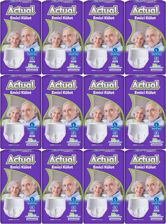 Actual Emici Külot Yetişkin Bezi L - Large - Büyük (Islaklık Göstergeli) 360 Adet