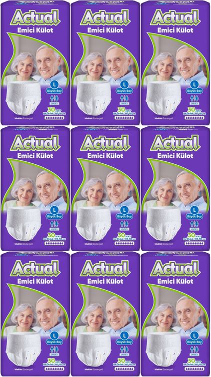 Actual Emici Külot Yetişkin Bezi L - Large - Büyük (Islaklık Göstergeli) 270 Adet