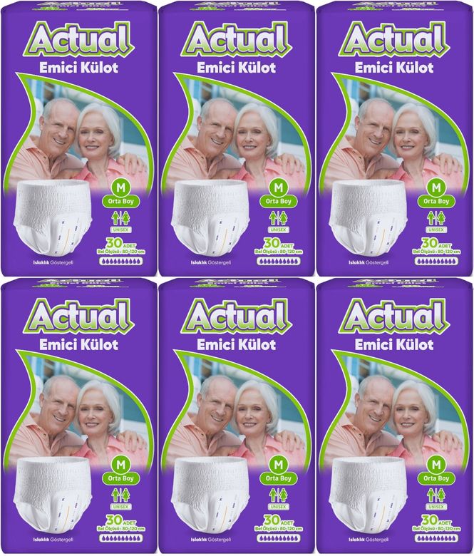 Actual Emici Külot Yetişkin Bezi M - Medium - Orta (Islaklık Göstergeli) 180 Adet