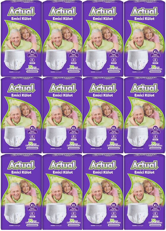 Actual Emici Külot Yetişkin Bezi XL - Extra Large - Ekstra Büyük (Islaklık Göstergeli) 360 Adet