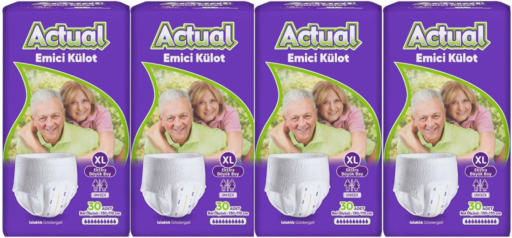 Actual Emici Külot Yetişkin Bezi XL - Extra Large - Ekstra Büyük (Islaklık Göstergeli) 120 Adet