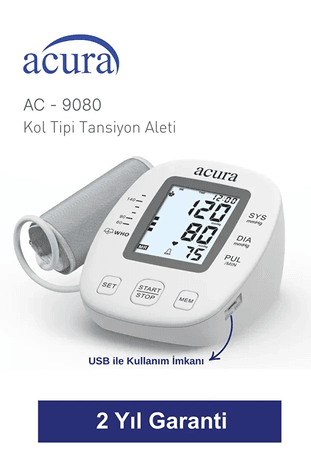 Acura Ac-9080 199 Hafızalı Tam Otomatik Koldan Ölçer Tansiyon Aleti Çanta Hediyeli