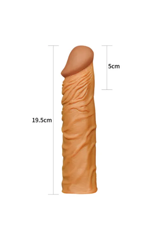 Add 2 İnç Pleasure X Tender Vibrating Penis Sleeve Brown