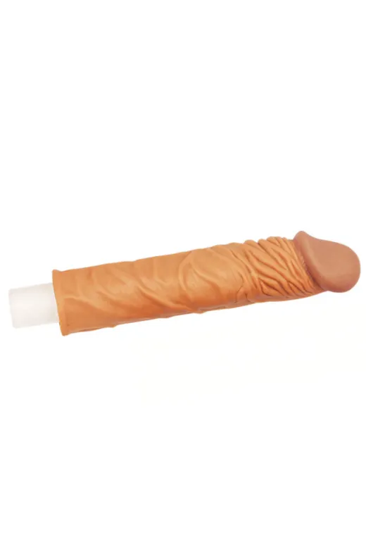 Add 2 İnç Pleasure X Tender Vibrating Penis Sleeve Brown