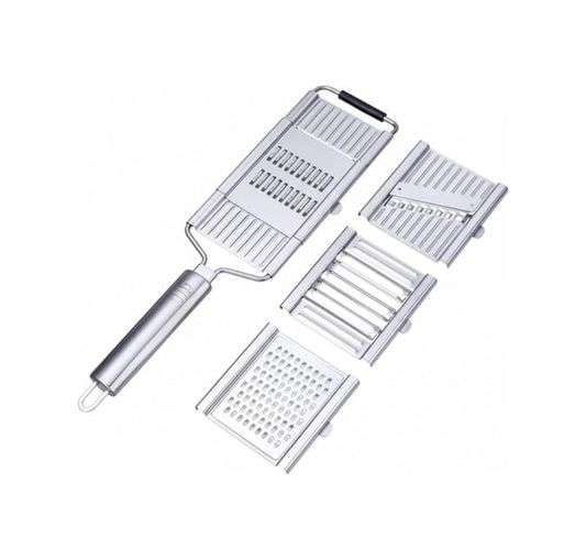 ADDA 131621284 4 Bıçaklı Metal El Rendesi Mandolin Tipi Çok Amaçlı Rende Ve Dilimleyici, Peynir Sebze Meyve Doğrayıcı, Paslanmaz Çelik Gövde, Ergonomik Saplı Pratik Mutfak Aleti