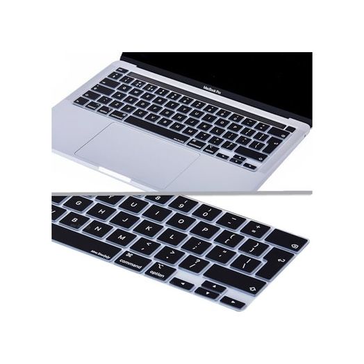 Aebo 131611492 Macbook Pro Avrupa İngilizce Klavye Koruyucu Uk Iso Ters L Enter A2338 M1 M2 A2251 A2289 A2141 Uyumlu Silikon Keyboard Cover Touch Bar Siyah