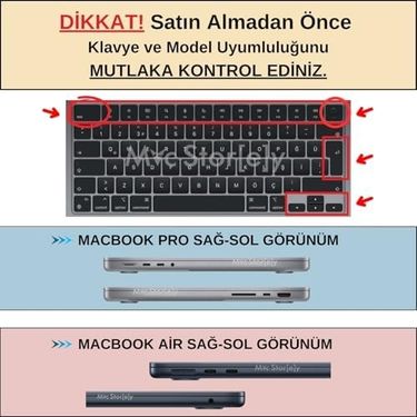 Aebo 131611921 Macbook Türkçe F Klavye Koruyucu Yeni F Düzen M1-M5 A2681 A3113 A3240 A3449 A2941 A3241 A2442 A2779 A3426 A3434 A2485 A3429 Silikon Keyboard Cover Touch Id Siyah