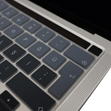 Aebo 131612199 Macbook Pro Türkçe Q Klavye Koruyucu A2338 M1/m2 A2251 A2289 A2141 Uyumlu Silikon Keyboard Cover Touch Bar 13 İnç 16 İnç Siyah Gri