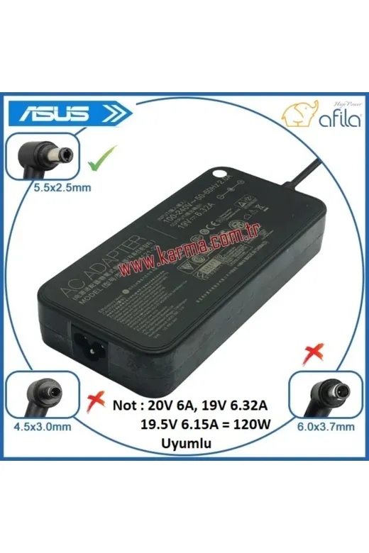 Afila NA-KR60900V2-10485 Asus Rog Fx502Vm-Dm128T, Fx502Vm-Fy256T Notebook Adaptörü, Şarj Aleti Cihazı 120W