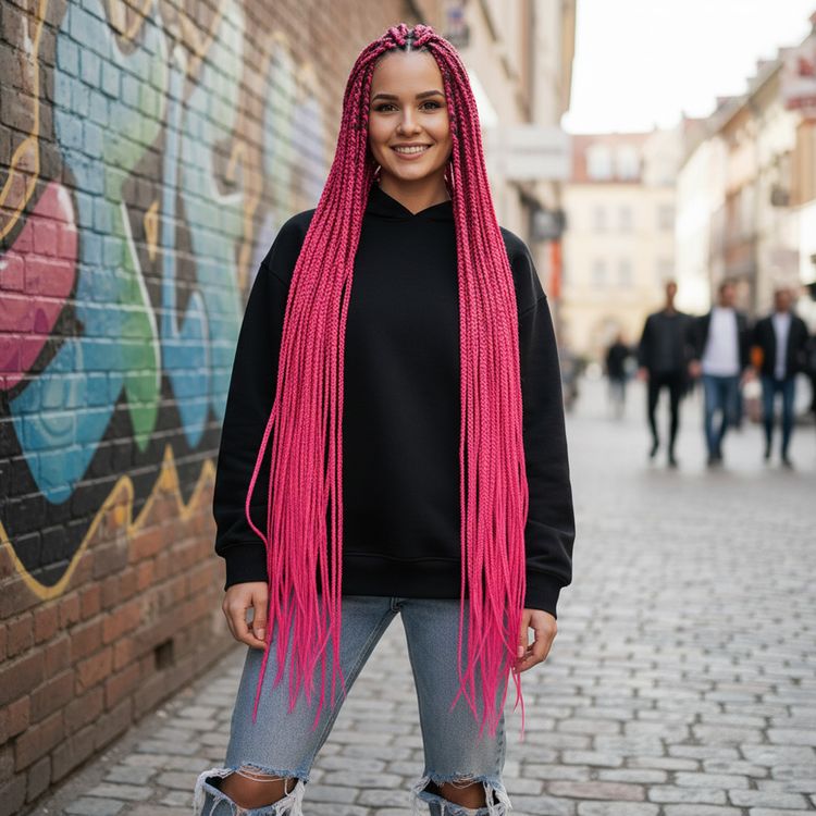 Afrika Örgüsü Ve Rasta İçin Sen / Koyu Pembe