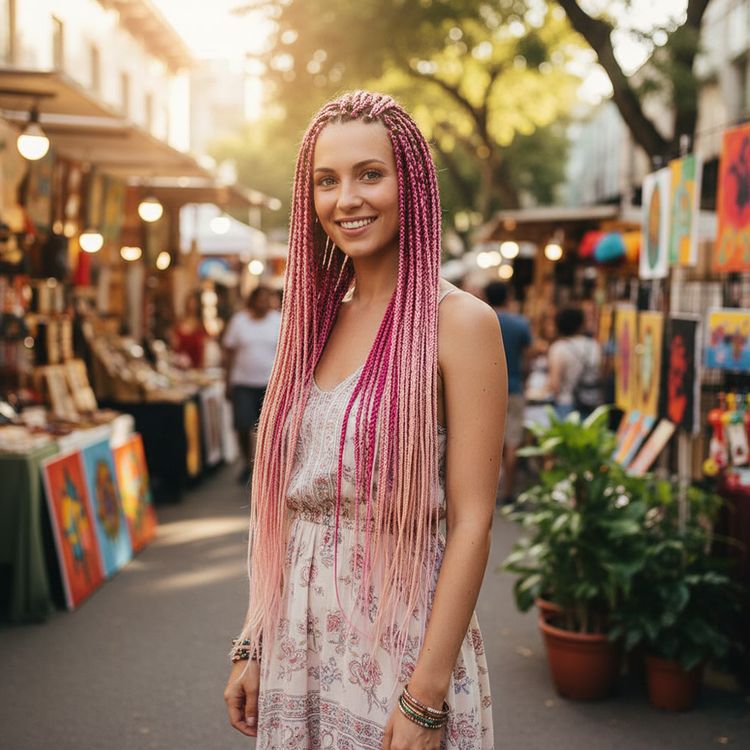 Afrika Örgüsü Ve Rasta İçin Sen Ombreli / Açık Pembe / Koyu Pembe / Tcu