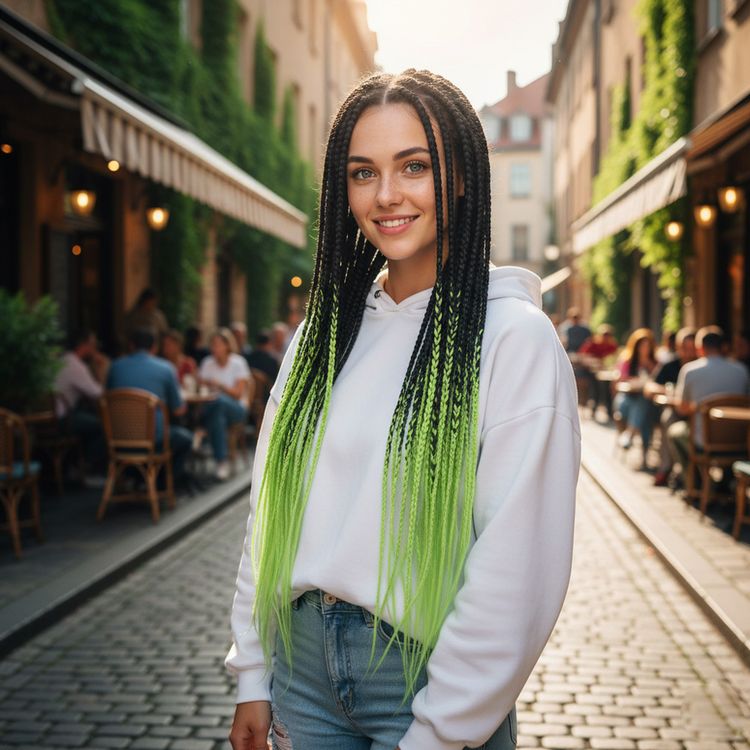 Afrika Örgüsü Ve Rasta İçin Sen Ombreli / Siyah / Açık Fıstık Yeşili