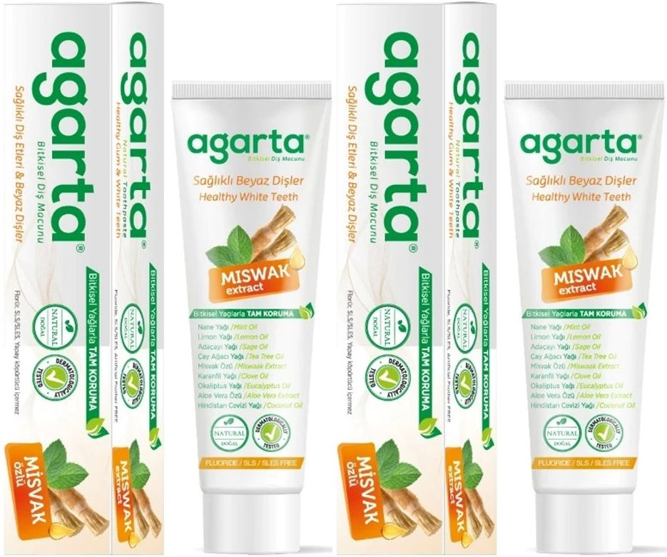 Agarta Doğal Diş Macunu 100ML Misvak özlü (2 Li Set)
