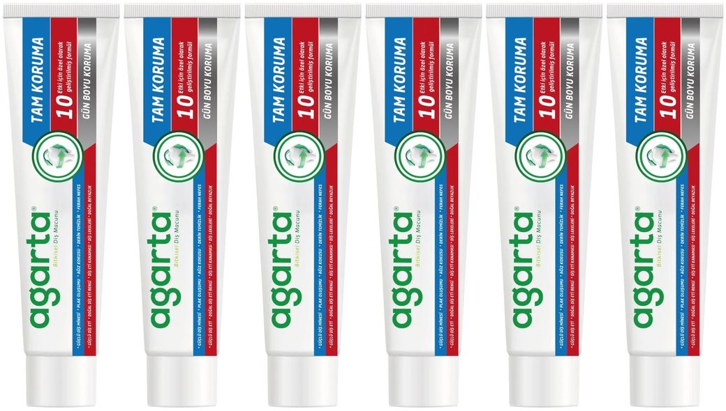 Agarta Doğal Tam koruma Diş Macunu 75 ML Gün Boyu Koruma (6 Lı Set)