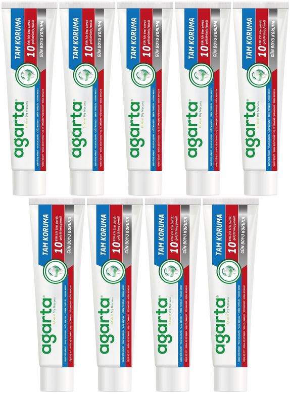 Agarta Doğal Tam koruma Diş Macunu 75 ML Gün Boyu Koruma (9 Lu Set)